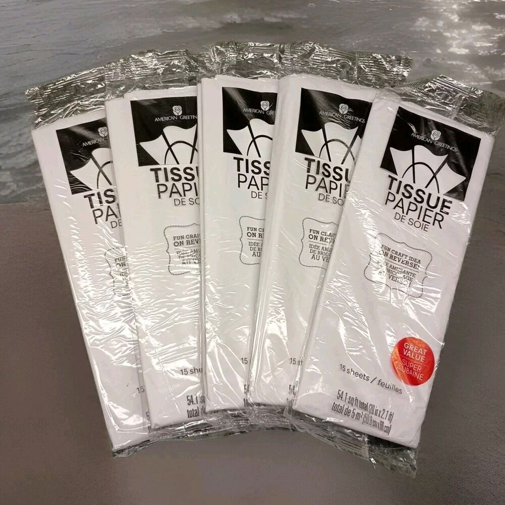 American Greetings White Tissue Paper Lot of 5 Packs